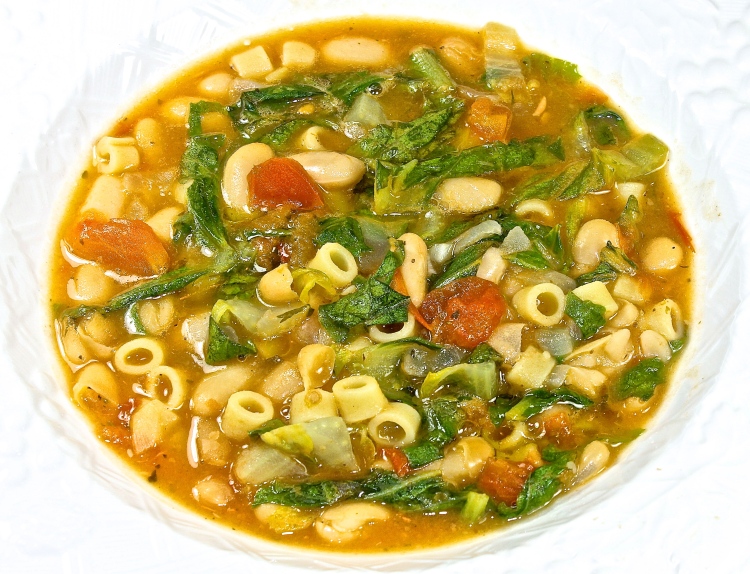 Ditalini Pasta With Beans And Greens, Or Minestra As Italians Would Call It